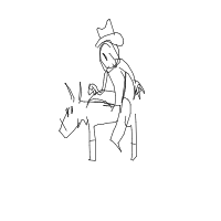 cowboy on tiny horse drawing by elevetorman in Artbitrator