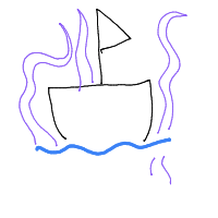 kraken attacking ship drawing by mushu in Artbitrator