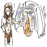 caveman discovering fire drawing by mykittysenaa in Artbitrator