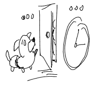 dog waiting at door drawing by mykittysenaa in Artbitrator
