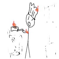 chef on fire drawing by fruit_loops1 in Artbitrator