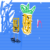 spongebob and patrick next to a pineapple house drawing by player-dz1e79hav in Artbitrator