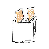 bread in toaster ejecting drawing by ivi222 in Artbitrator