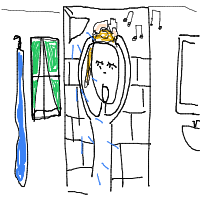 singing in shower drawing by ivi222 in Artbitrator