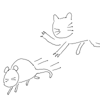 cat chasing mouse drawing by jon-e in Artbitrator