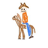 cowboy on tiny horse drawing by qtheclown in Artbitrator