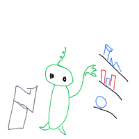 alien at grocery store drawing by lulullama67 in Artbitrator
