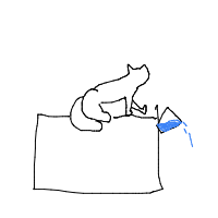 cat knocking things off table drawing by qtheclown in Artbitrator