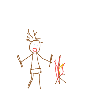 caveman discovering fire drawing by jollycheeseballs in Artbitrator