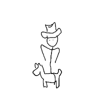cowboy on tiny horse drawing by 2lag2play in Artbitrator