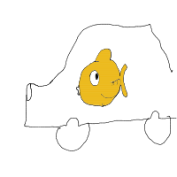 goldfish driving car drawing by 2lag2play in Artbitrator