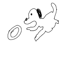 dog catching frisbee drawing by 2lag2play in Artbitrator