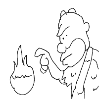 caveman discovering fire drawing by 2lag2play in Artbitrator