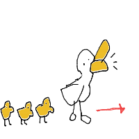 duck leading ducklings drawing by waymin in Artbitrator
