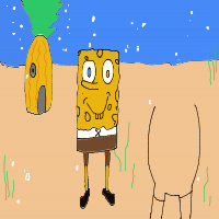 spongebob and patrick next to a pineapple house drawing by player-cpxjstubp in Artbitrator