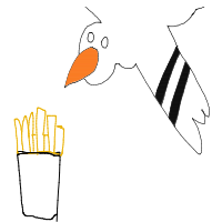 seagull stealing chips drawing by kroket in Artbitrator