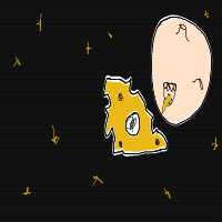 moon eating cheese drawing by kroket in Artbitrator