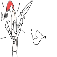 knight afraid of mouse drawing by kroket in Artbitrator