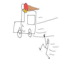 chasing ice cream truck drawing by kroket in Artbitrator