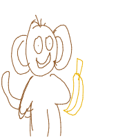 monkey with banana drawing by xeviaa in Artbitrator