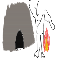 caveman discovering fire drawing by kroket in Artbitrator