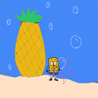 spongebob and patrick next to a pineapple house drawing by player-cw4i8dc8m in Artbitrator