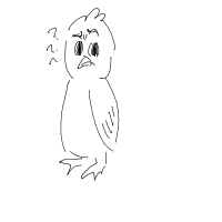 confused owl drawing by fork in Artbitrator