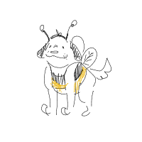 dog in costume drawing by fork in Artbitrator