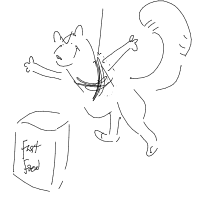 squirrel stealing food drawing by fork in Artbitrator