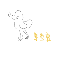 duck leading ducklings drawing by fork in Artbitrator