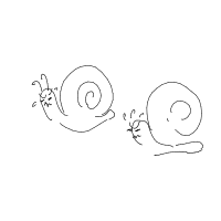 snail racing drawing by fork in Artbitrator