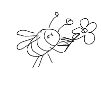 bee carrying flower drawing by david_withlove in Artbitrator