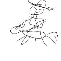 cowboy on tiny horse drawing by tesst in Artbitrator