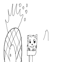 spongebob and patrick next to a pineapple house drawing by player-z8c8w9f8m in Artbitrator