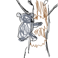 koala hugging tree drawing by starry in Artbitrator