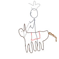 cowboy on tiny horse drawing by yourcousin in Artbitrator