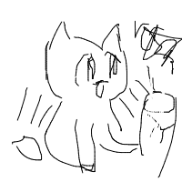 cat knocking things off table drawing by rabbit in Artbitrator