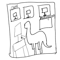 dinosaur in modern office drawing by shynetwork in Artbitrator