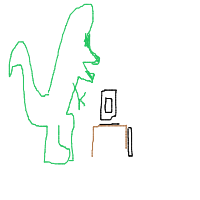 dinosaur in modern office drawing by seykki in Artbitrator