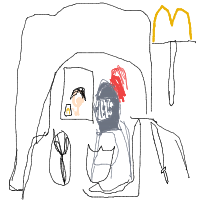 medieval knight at drive-thru drawing by razor_lupical in Artbitrator