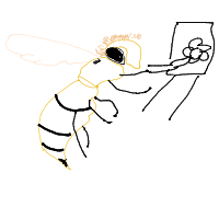 bee carrying flower drawing by ravanaa in Artbitrator