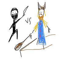ninja vs viking drawing by anya in Artbitrator