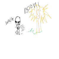 walking away from explosion drawing by dakl in Artbitrator