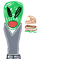 alien trying human food drawing by juzzy in Artbitrator