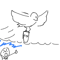 seagull stealing chips drawing by cheeseburbur in Artbitrator