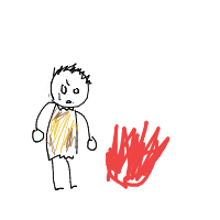 caveman discovering fire drawing by cheeseburbur in Artbitrator