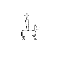 cowboy on tiny horse drawing by shabk in Artbitrator