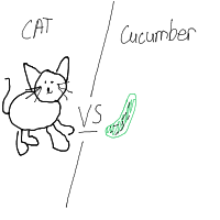 cat vs cucumber drawing by turtleybananas in Artbitrator