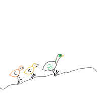 duck leading ducklings drawing by turtleybananas in Artbitrator