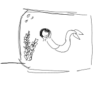 mermaid at aquarium drawing by buggy in Artbitrator